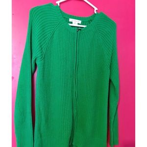 Liz Claiborne Green Knit Zip Up Sweater